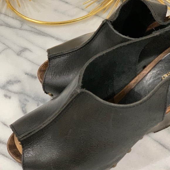 Black Leather Clogs Slingback Sandal - Picture 4 of 8